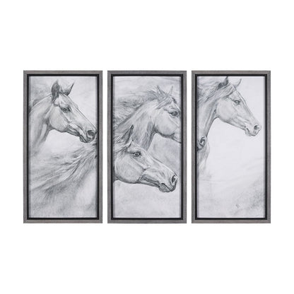 Mercana - Running Horses by Mercana Studio a Hand Embellished Textured Framed Art Print (Set of 3) - 15025 view 1