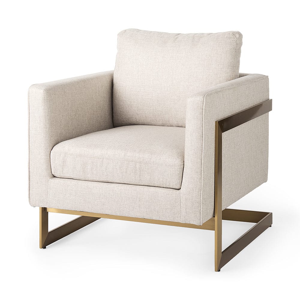 Mercana - Rupert Cream Poly-Linen Seat w/ Gold Stainless Steel Frame Accent Chair - 67929 view 1
