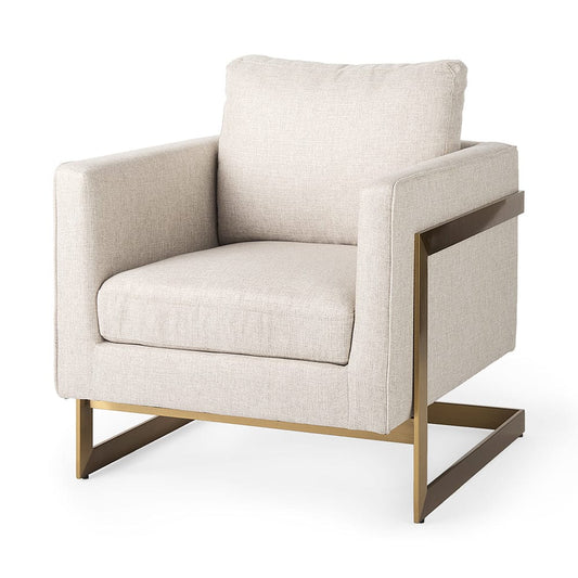 Mercana - Rupert Cream Poly-Linen Seat w/ Gold Stainless Steel Frame Accent Chair - 67929 view 1
