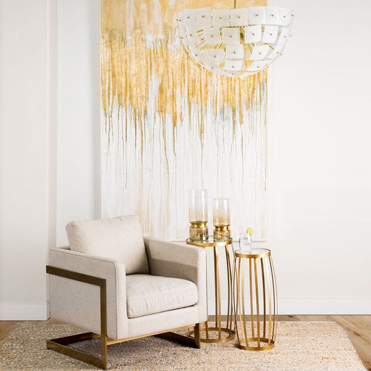 Mercana - Rupert Cream Poly-Linen Seat w/ Gold Stainless Steel Frame Accent Chair - 67929 view 2