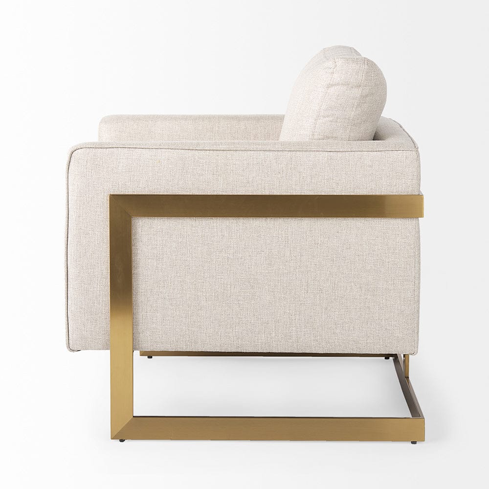 Mercana - Rupert Cream Poly-Linen Seat w/ Gold Stainless Steel Frame Accent Chair - 67929 view 5