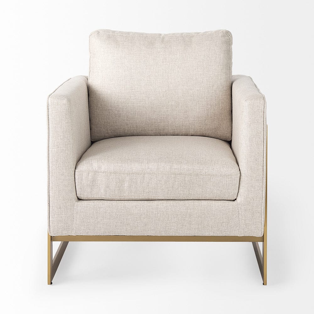 Mercana - Rupert Cream Poly-Linen Seat w/ Gold Stainless Steel Frame Accent Chair - 67929 view 6