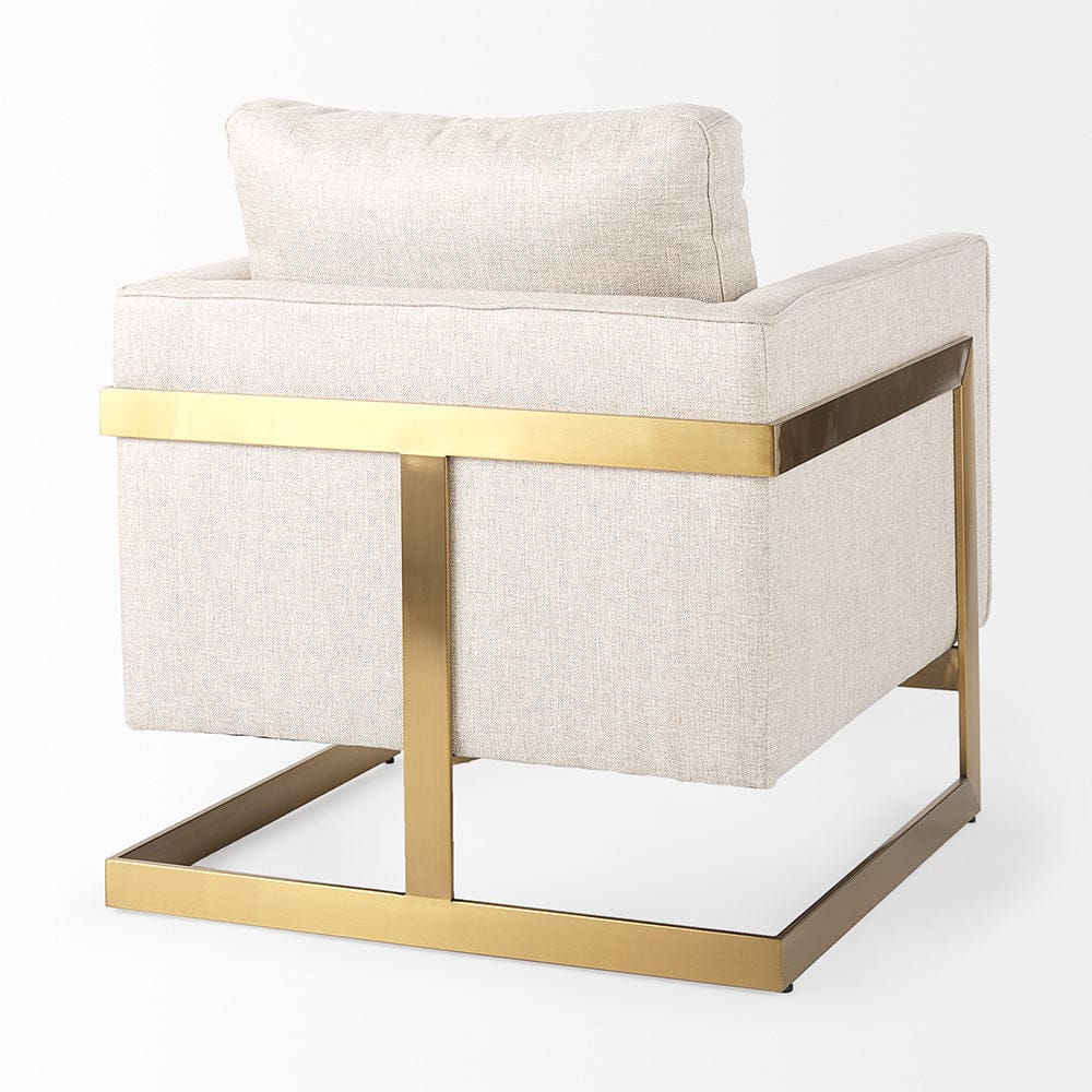 Mercana - Rupert Cream Poly-Linen Seat w/ Gold Stainless Steel Frame Accent Chair - 67929 view 7