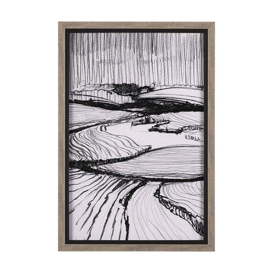 Mercana - Rural Sketch-I by Mercana Studio a Hand Embellished Textured Framed Art Print - 14802 view 1