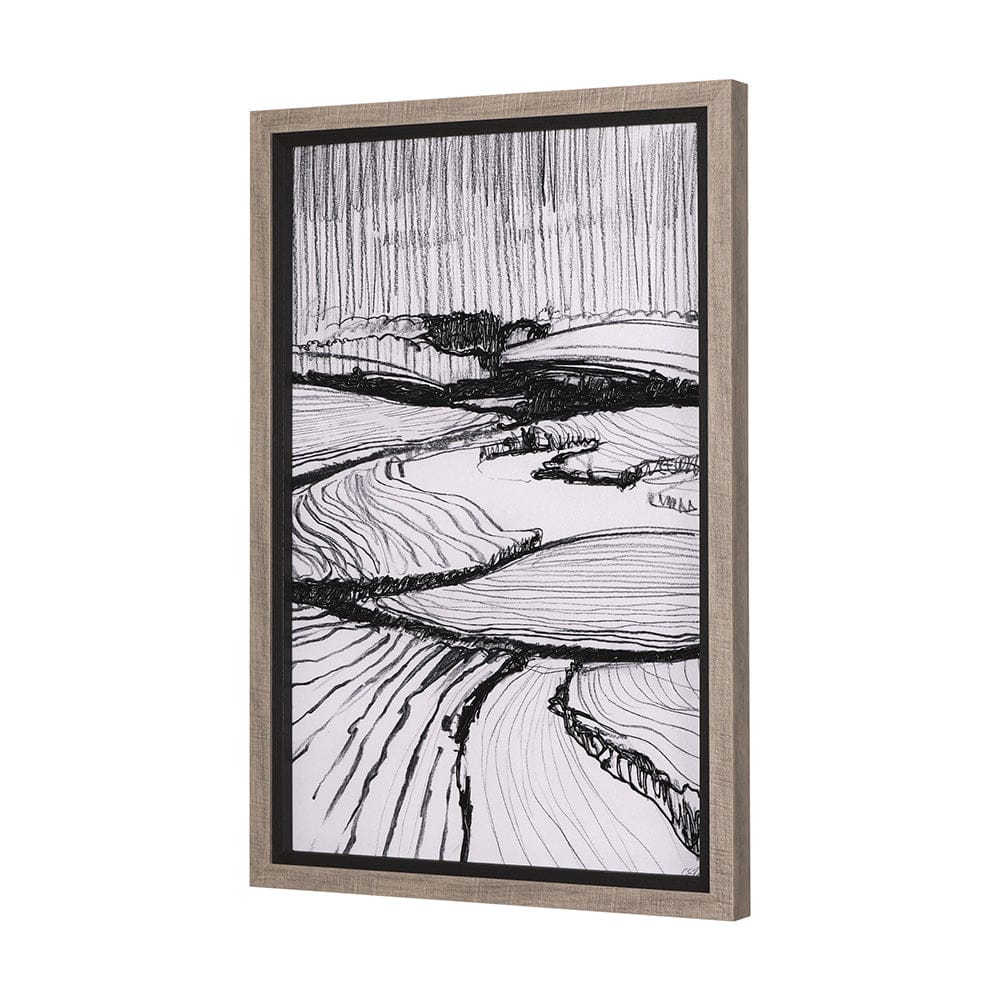 Mercana - Rural Sketch-I by Mercana Studio a Hand Embellished Textured Framed Art Print - 14802 view 2