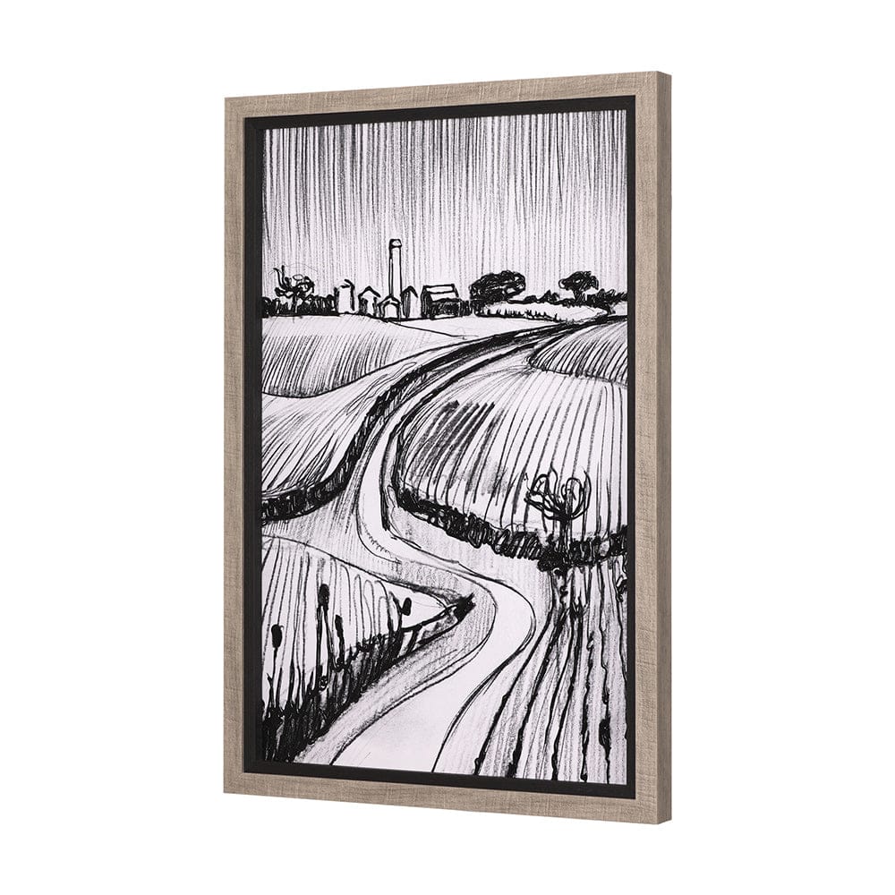 Mercana - Rural Sketch-II by Mercana Studio a Hand Embellished Textured Framed Art Print - 14803 view 2