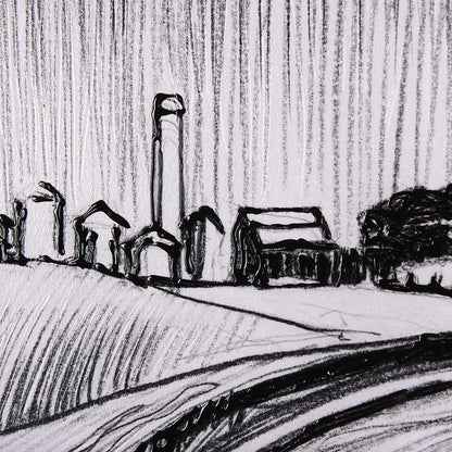 Mercana - Rural Sketch-II by Mercana Studio a Hand Embellished Textured Framed Art Print - 14803 view 7
