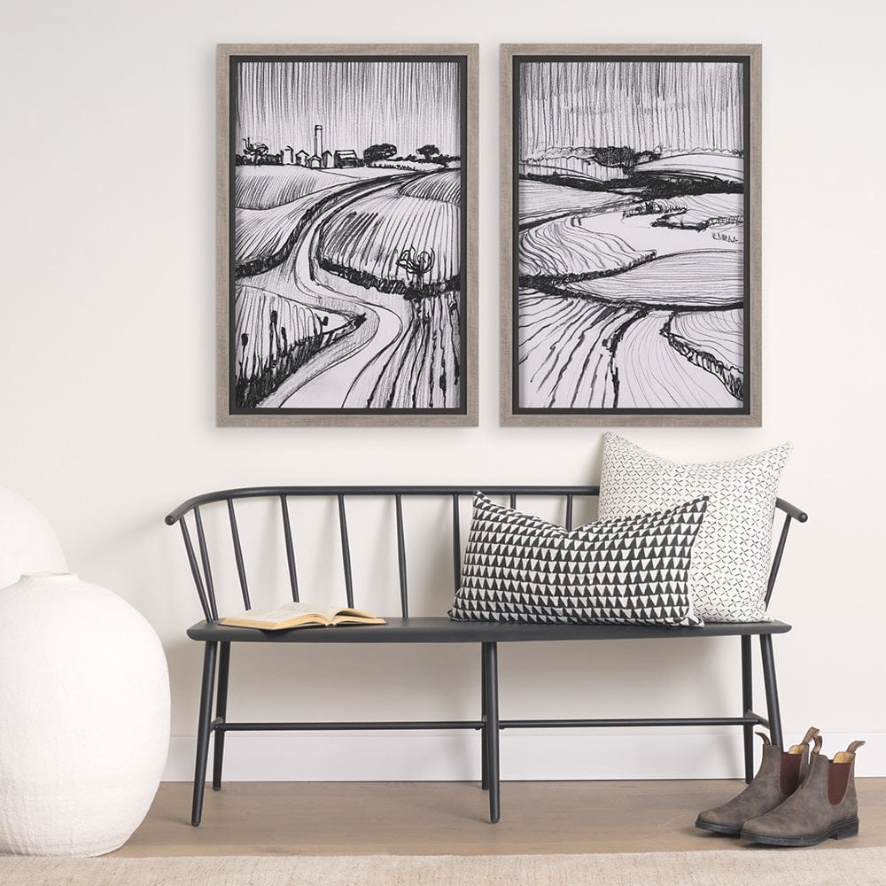 Mercana - Rural Sketch-II by Mercana Studio a Hand Embellished Textured Framed Art Print - 14803 view 8