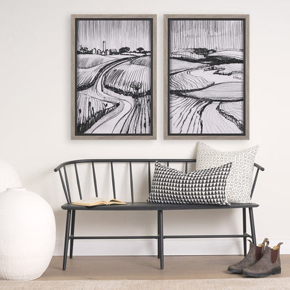 Mercana - Rural Sketch-II by Mercana Studio a Hand Embellished Textured Framed Art Print - 14803 view 8