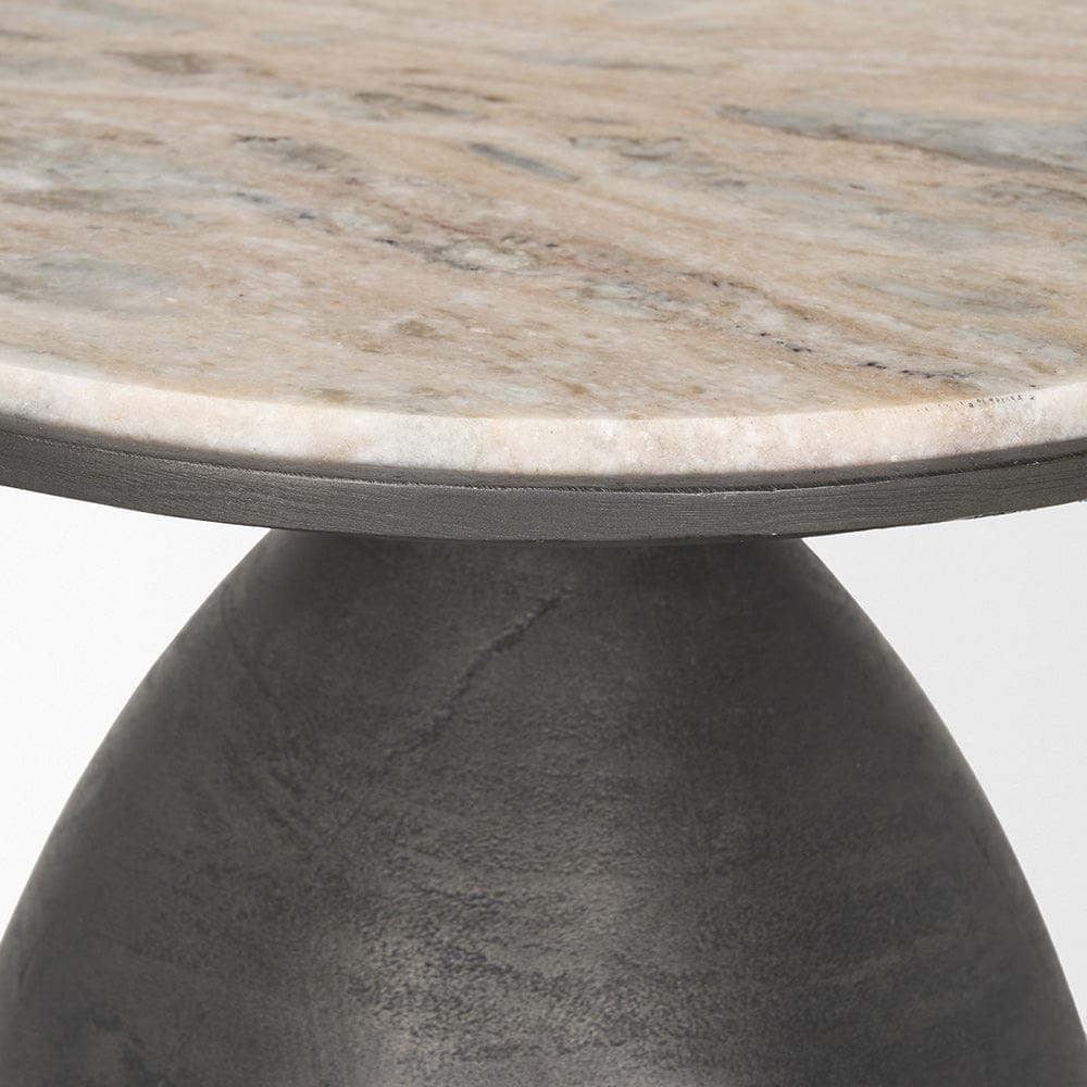 Mercana - Russo Gunmetal Cast Aluminum w/ Brown Marble Accent Table - 70742 view 5