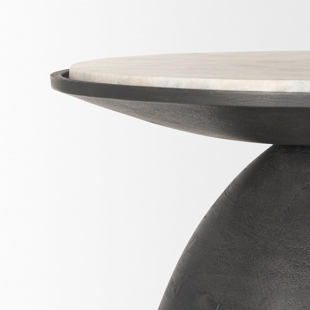 Mercana - Russo Gunmetal Cast Aluminum w/ Brown Marble Accent Table - 70742 view 6