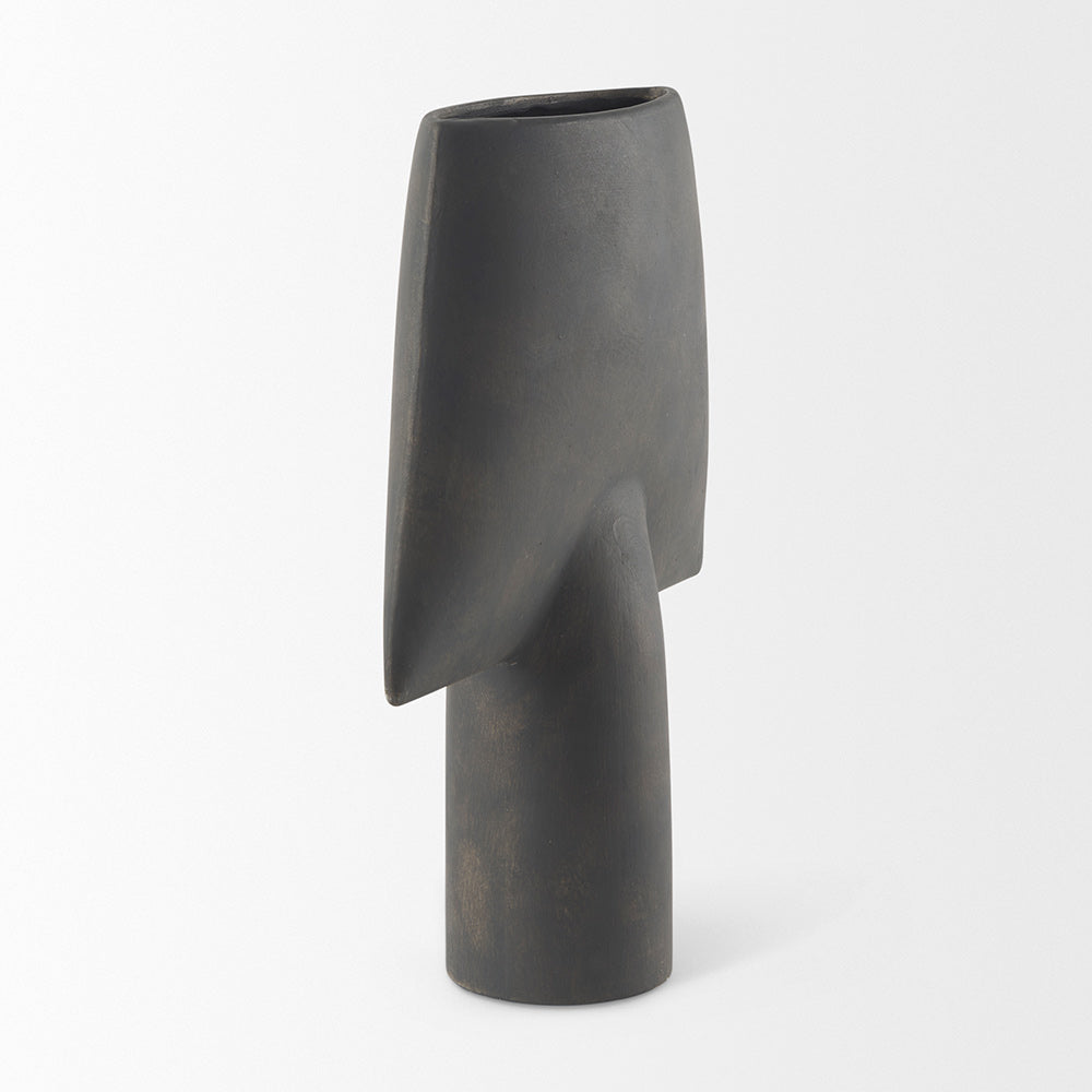 Mercana - Rylee 13.0H Dark Brown Ceramic Vase - 69803 view 4
