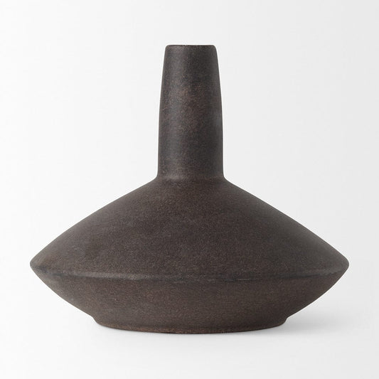 Mercana - Rylee 6.9H Dark Brown Ceramic Vase - 69801 view 2