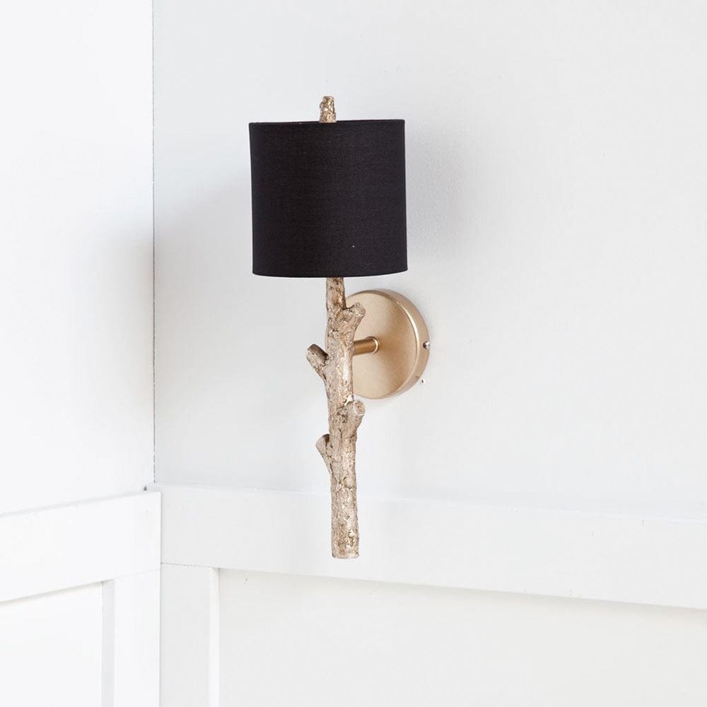 Mercana - Sabinal II 7x18 Gold Resin Tree Branch Black Fabric Shade Wall Sconce - 65247 view 2