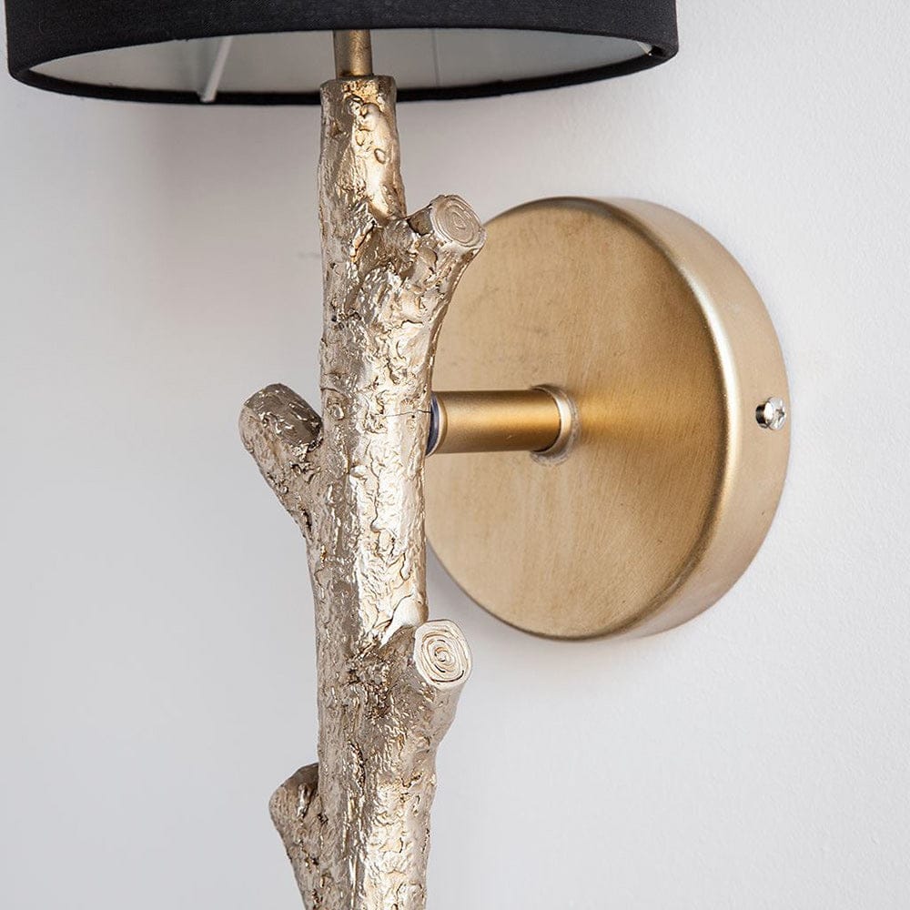 Mercana - Sabinal II 7x18 Gold Resin Tree Branch Black Fabric Shade Wall Sconce - 65247 view 3