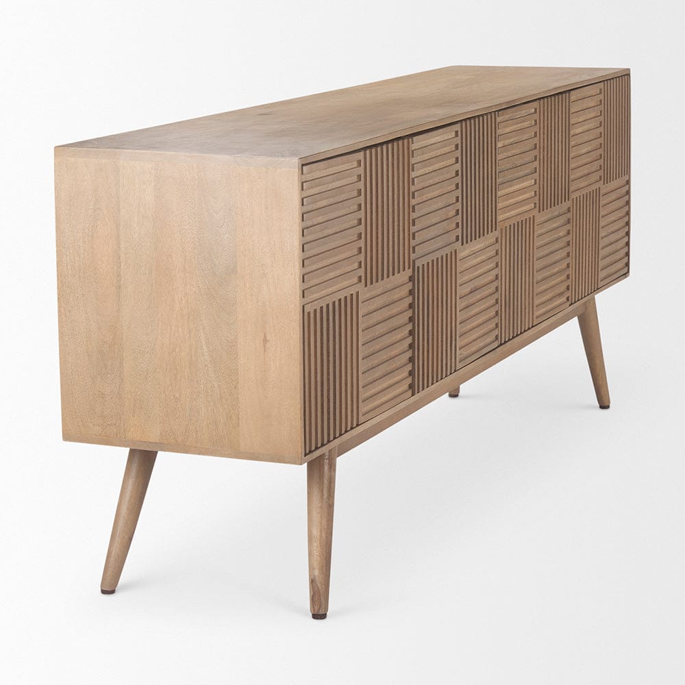 Mercana - Sable 73.L x 17W x 30.5H Light Brown Solid Wood 4 Door Sideboard - 69892 view 5
