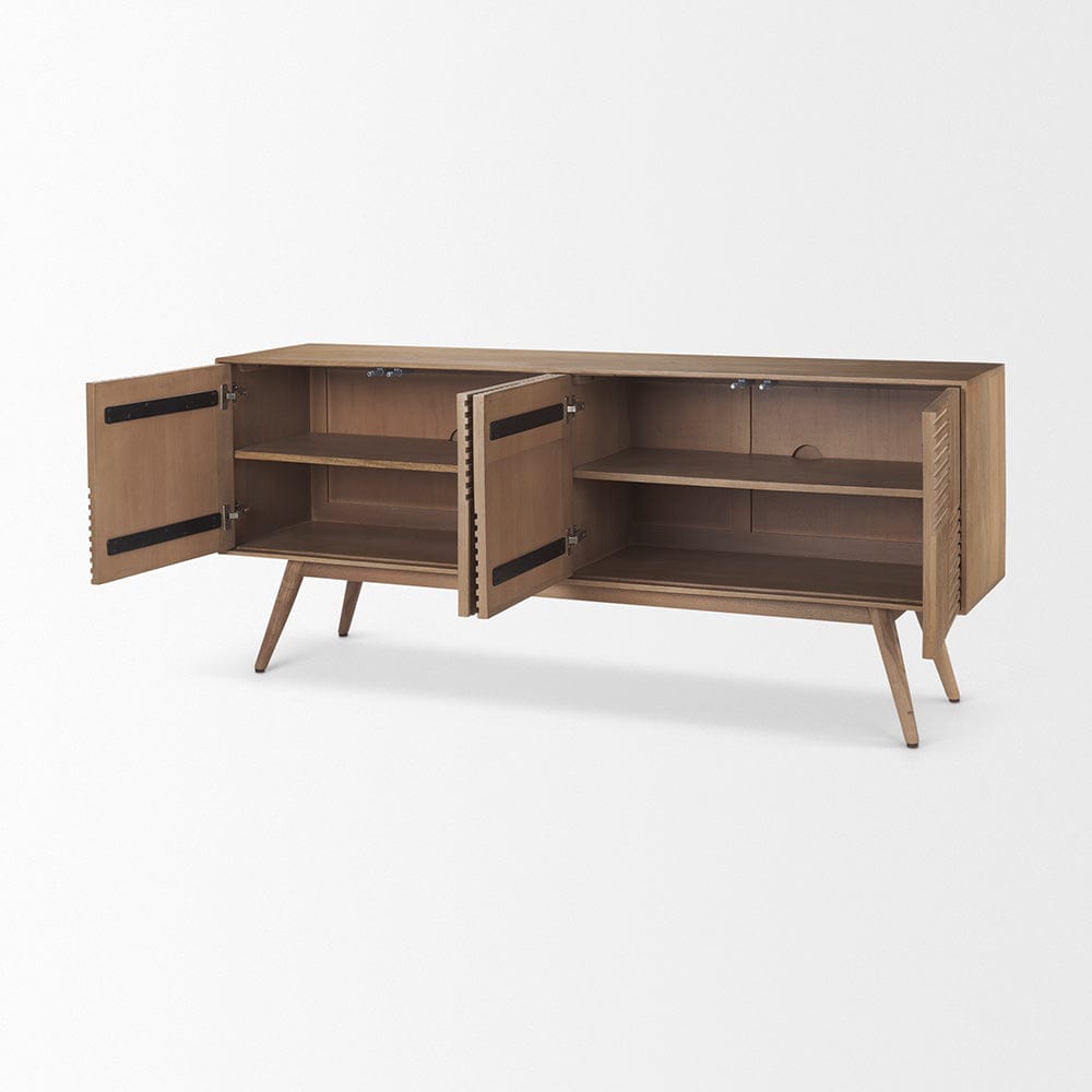 Mercana - Sable 73.L x 17W x 30.5H Light Brown Solid Wood 4 Door Sideboard - 69892 view 6