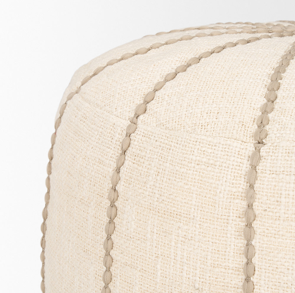Mercana - Sachi Beige w/ Stitching Pouf - 70761 view 4