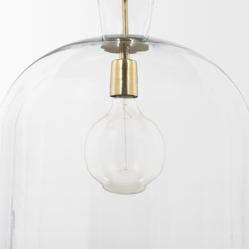 Mercana - Sadah Large Clear Blown Glass w/ Gold Metal Pendant Light - 70753 view 6