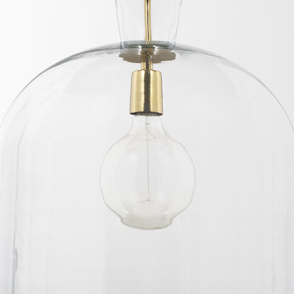 Mercana - Sadah Large Clear Blown Glass w/ Gold Metal Pendant Light - 70753 view 6