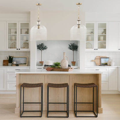 Mercana - Sadah Large Clear Blown Glass w/ Gold Metal Pendant Light - 70753 view 8