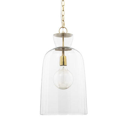 Mercana - Sadah Tall Clear Blown Glass w/ Gold Metal Pendant Light - 70754 view 1