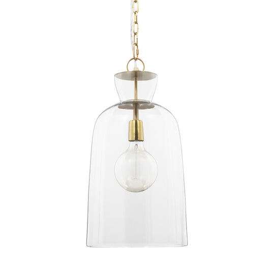 Mercana - Sadah Tall Clear Blown Glass w/ Gold Metal Pendant Light - 70754 view 1