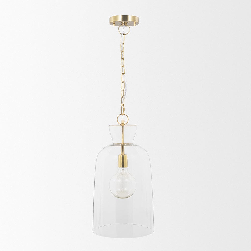 Mercana - Sadah Tall Clear Blown Glass w/ Gold Metal Pendant Light - 70754 view 2