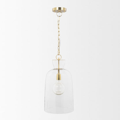 Mercana - Sadah Tall Clear Blown Glass w/ Gold Metal Pendant Light - 70754 view 2