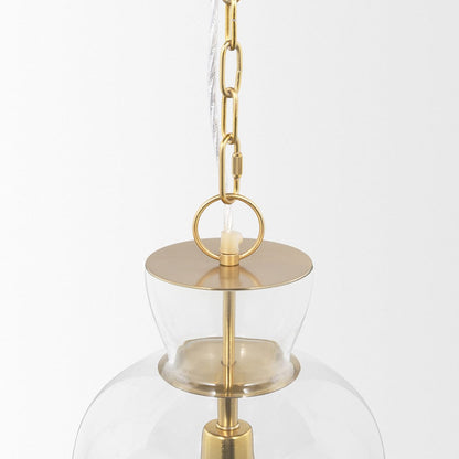 Mercana - Sadah Tall Clear Blown Glass w/ Gold Metal Pendant Light - 70754 view 5
