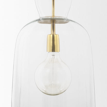 Mercana - Sadah Tall Clear Blown Glass w/ Gold Metal Pendant Light - 70754 view 6