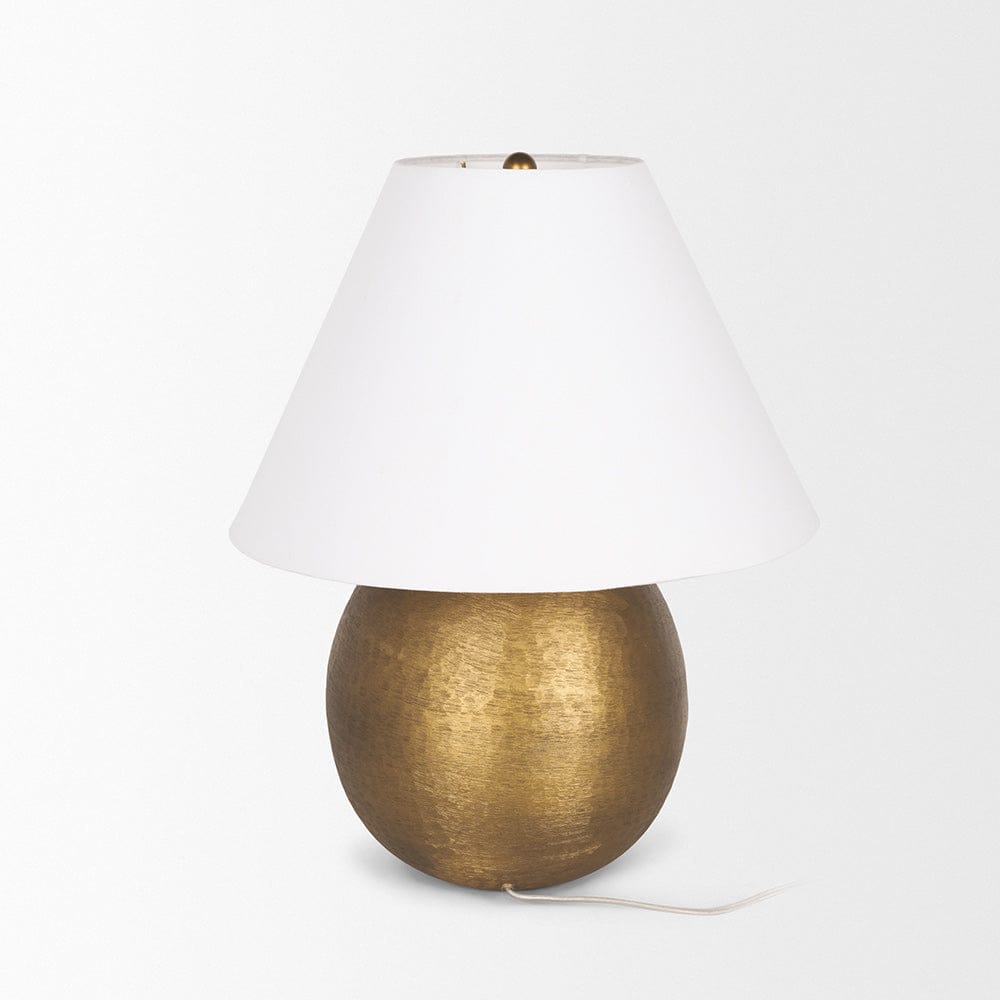 Mercana - Sadiyah Antiqued Gold Brushed Metal w/ Cream Shade Table Lamp - 70749 view 3