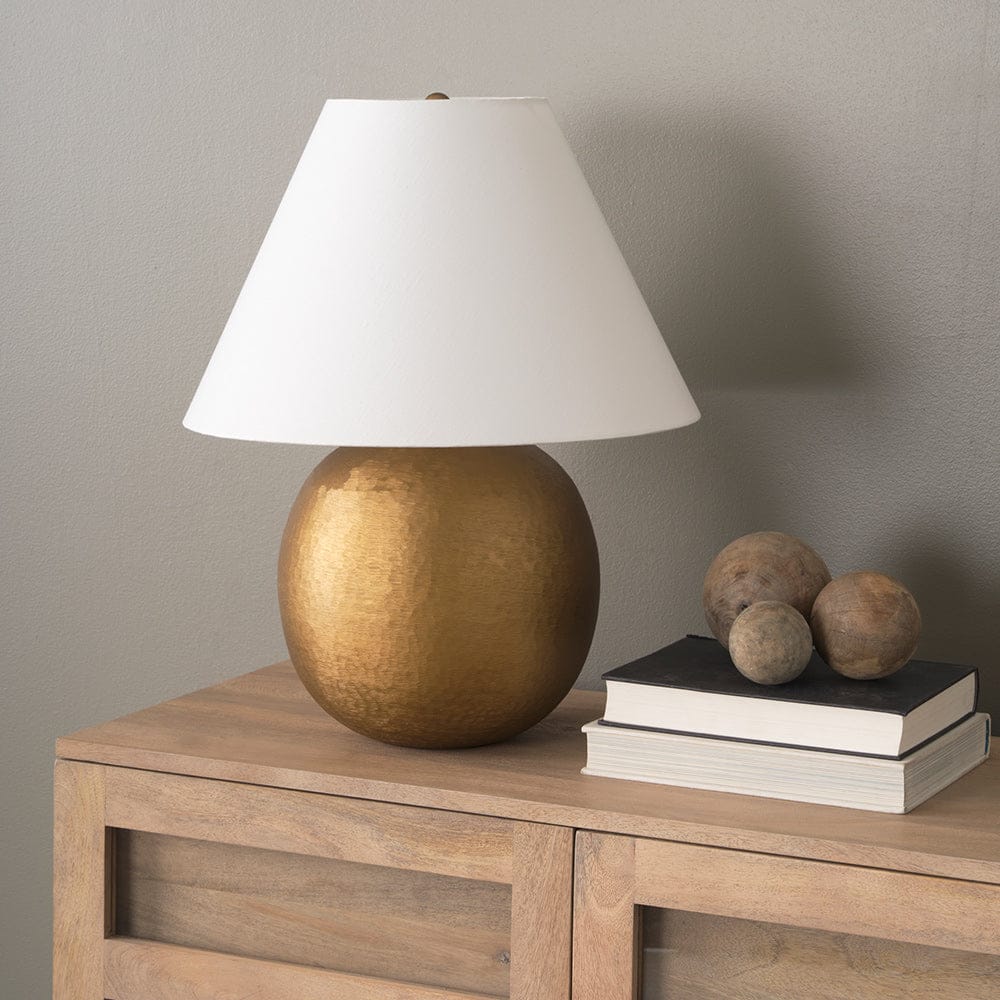 Mercana - Sadiyah Antiqued Gold Brushed Metal w/ Cream Shade Table Lamp - 70749 view 10