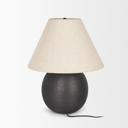 Mercana - Sadiyah Black Brushed Metal w/ Beige Shade Table Lamp - 70750 view 3