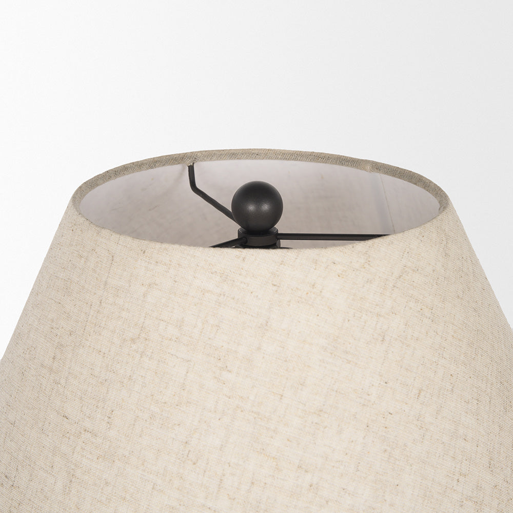 Mercana - Sadiyah Black Brushed Metal w/ Beige Shade Table Lamp - 70750 view 4