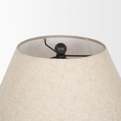 Mercana - Sadiyah Black Brushed Metal w/ Beige Shade Table Lamp - 70750 view 4