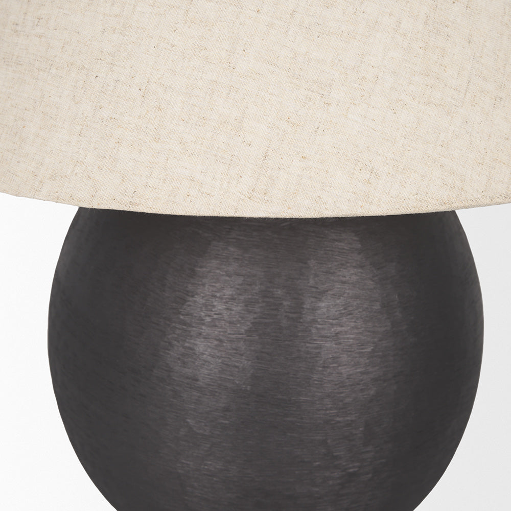 Mercana - Sadiyah Black Brushed Metal w/ Beige Shade Table Lamp - 70750 view 5