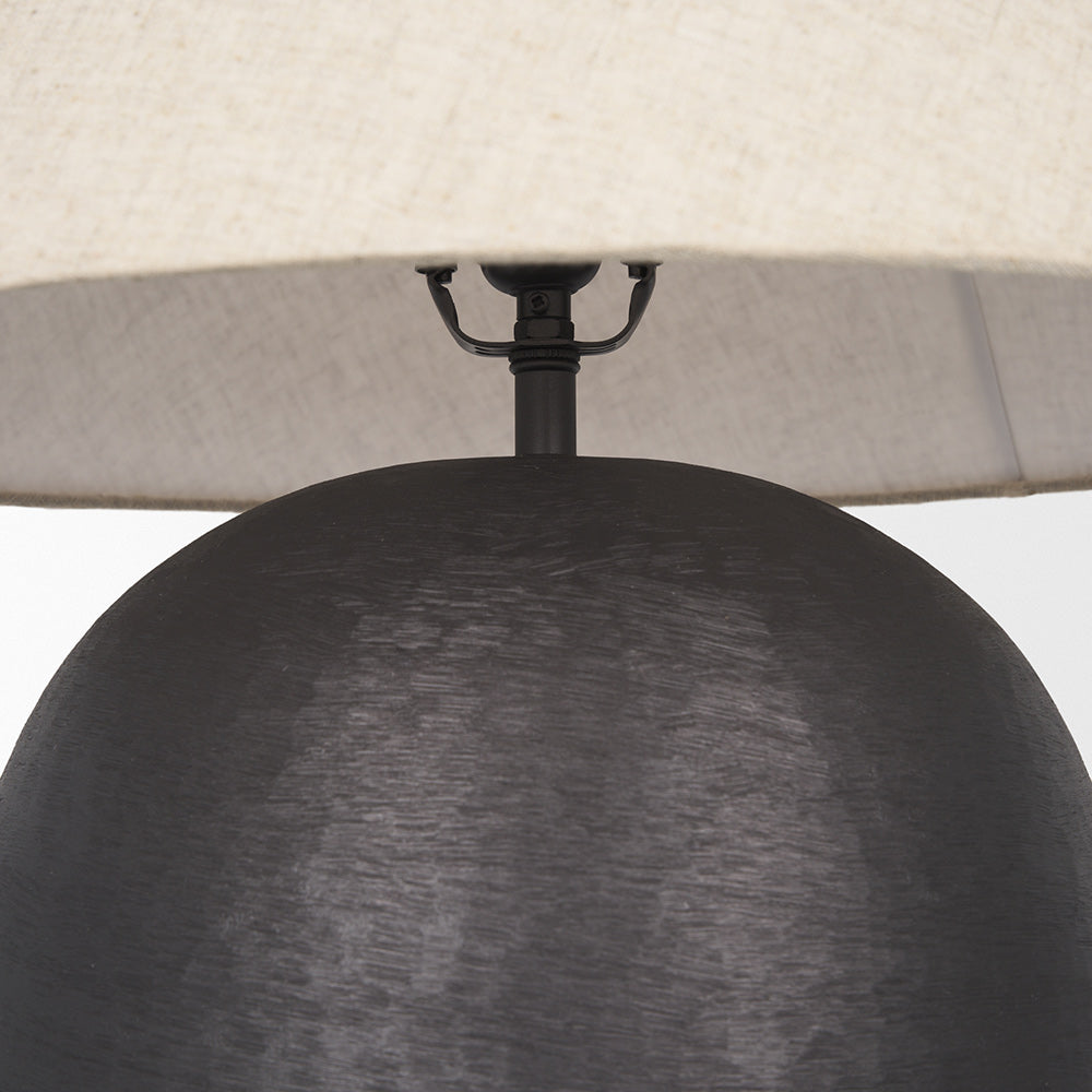 Mercana - Sadiyah Black Brushed Metal w/ Beige Shade Table Lamp - 70750 view 6