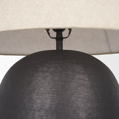 Mercana - Sadiyah Black Brushed Metal w/ Beige Shade Table Lamp - 70750 view 6