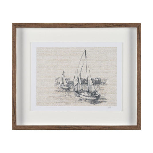 Mercana - Sail Away III by Mercana Studio a Hand Embellished Framed Art Print Matted under Glass - 15784 view 1