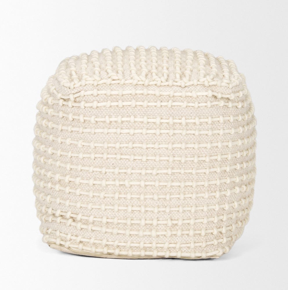 Mercana - Sakaye Beige w/ Cream Stitched Patterned Pouf - 70762 view 2