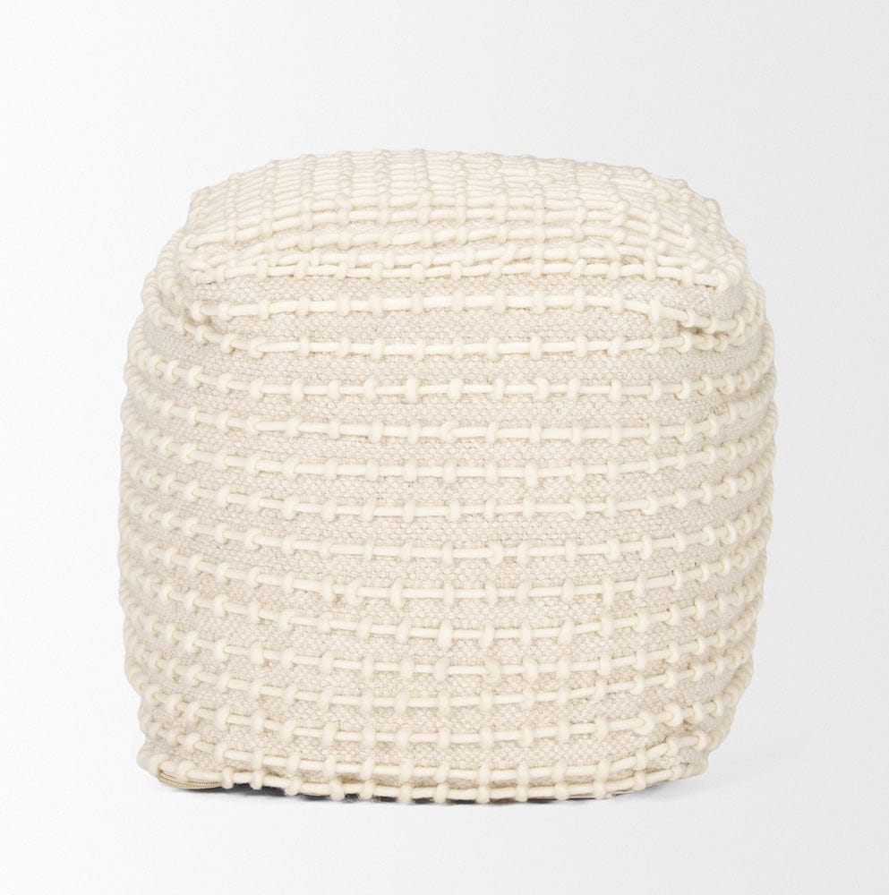 Mercana - Sakaye Beige w/ Cream Stitched Patterned Pouf - 70762 view 3