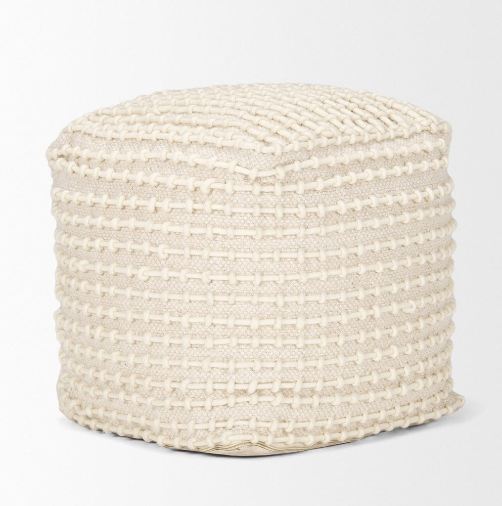 Mercana - Sakaye Beige w/ Cream Stitched Patterned Pouf - 70762 view 4