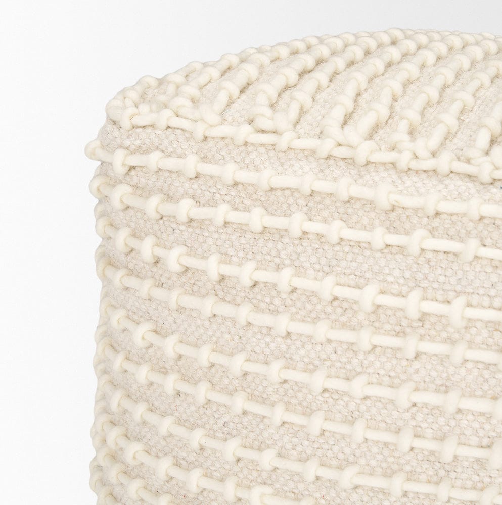 Mercana - Sakaye Beige w/ Cream Stitched Patterned Pouf - 70762 view 5