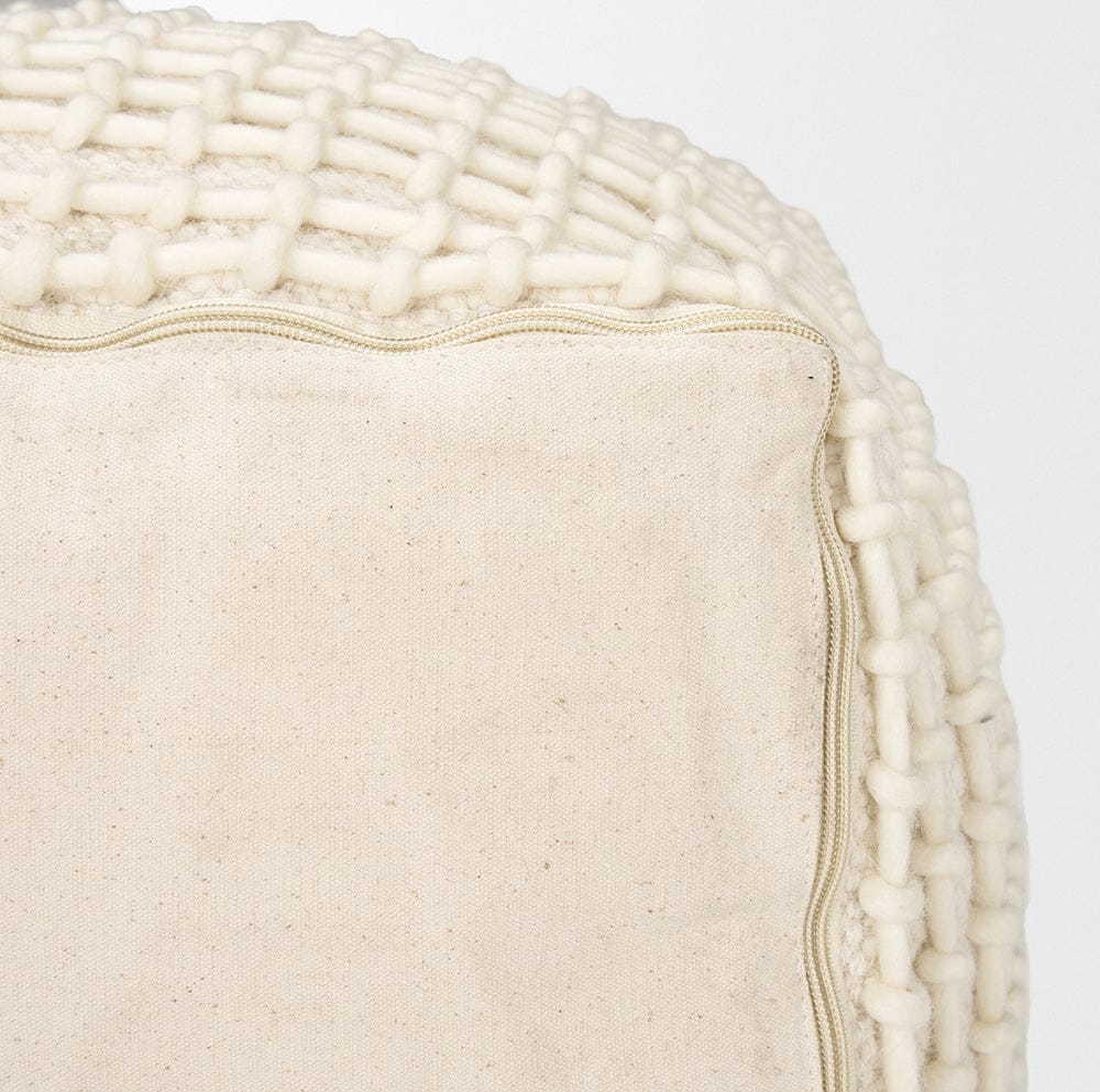 Mercana - Sakaye Beige w/ Cream Stitched Patterned Pouf - 70762 view 9
