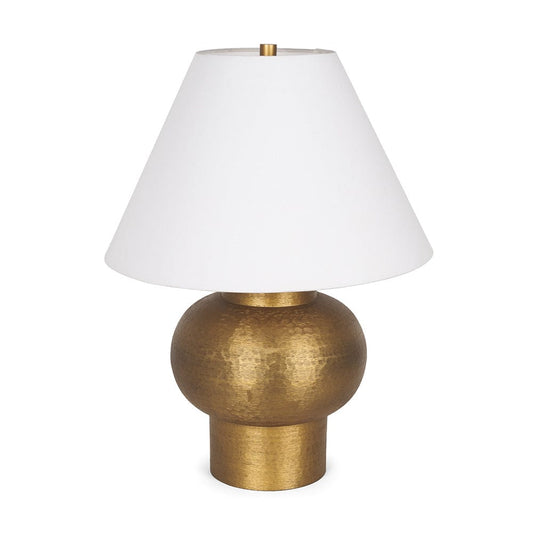 Mercana - Salaah Antique Gold Brushed Metal w/ Cream Shade Table Lamp - 70747 view 1