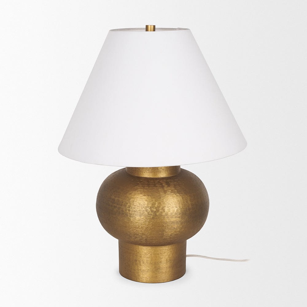 Mercana - Salaah Antique Gold Brushed Metal w/ Cream Shade Table Lamp - 70747 view 2