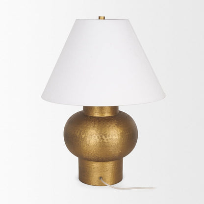 Mercana - Salaah Antique Gold Brushed Metal w/ Cream Shade Table Lamp - 70747 view 3