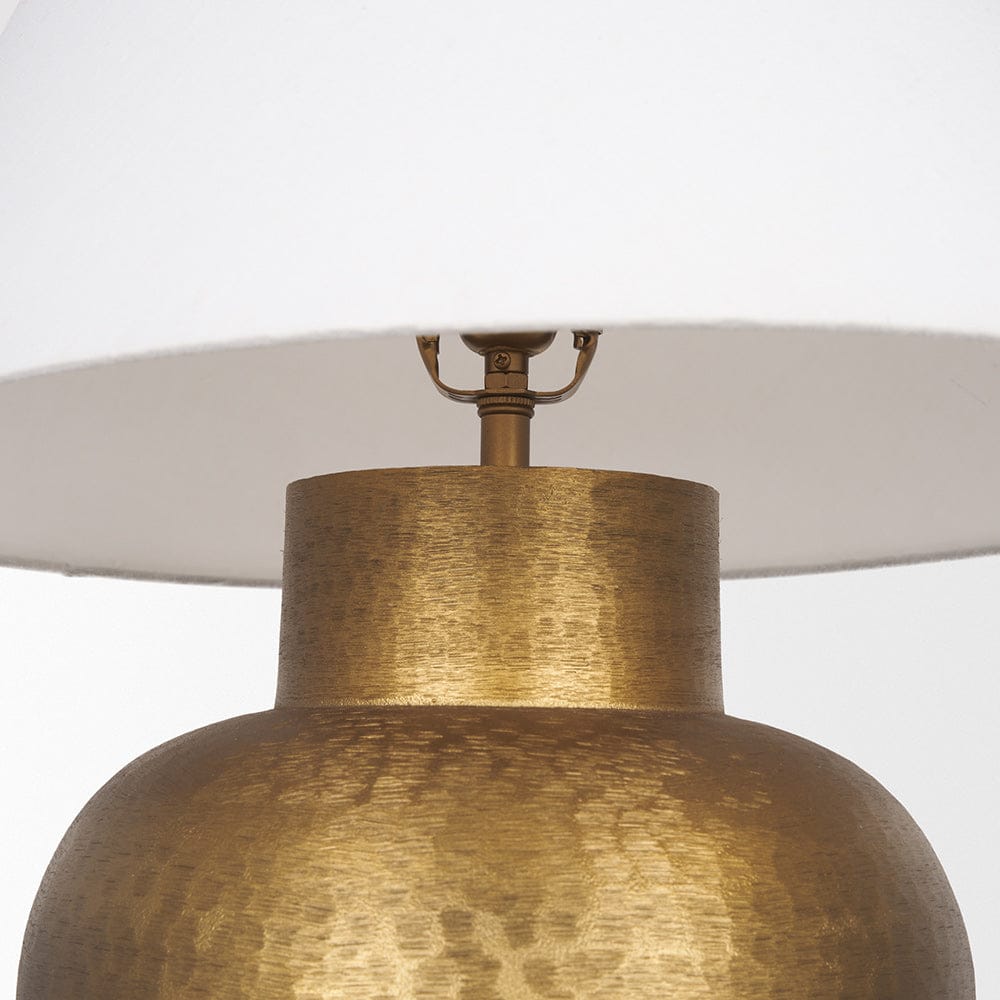 Mercana - Salaah Antique Gold Brushed Metal w/ Cream Shade Table Lamp - 70747 view 6