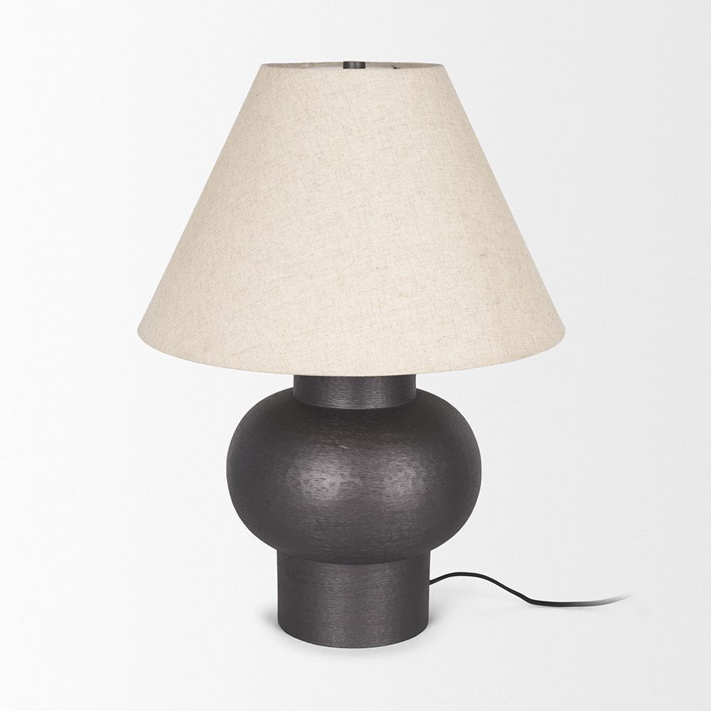 Mercana - Salaah Black Brushed Metal w/ Beige Shade Table Lamp - 70748 view 2